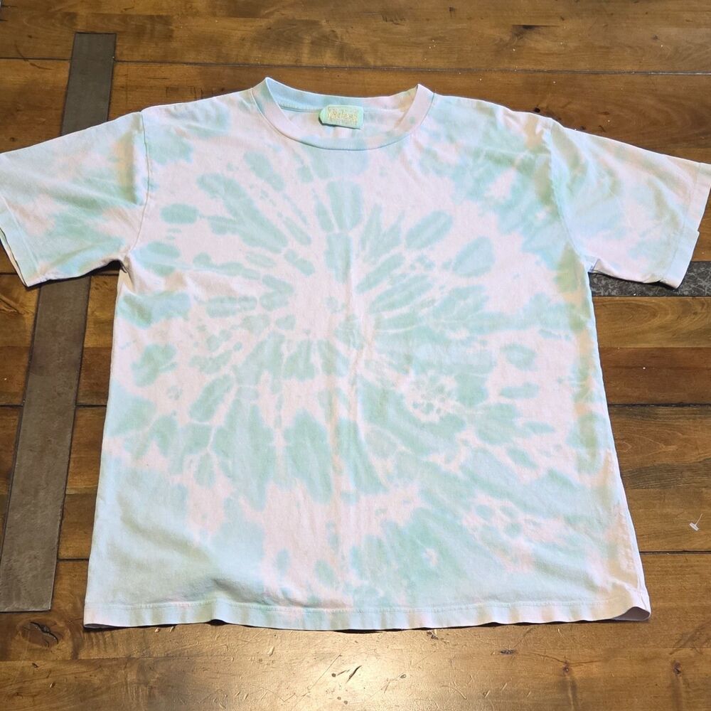 Aries Arise Tie Dye T Shirt Pastel Mint Pink Logo Made in Portugal Mens Med M